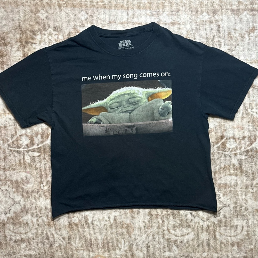Star Wars Black Crop Top with Baby Yoda Graphic